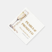 エレガントなゴールドパールとプロセッコ ブライダルシャワー スタンダードカクテルナプキン (角)