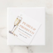 エレガントなゴールドパールとプロセッコ ブライダルシャワー フェイバータグ (インサイチュ)