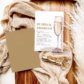 エレガントなゴールドパールとプロセッコ ブライダルシャワー 招待状