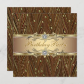 エレガントなゴールドパールの誕生日パーティー招待状 招待状 (正面/裏面)