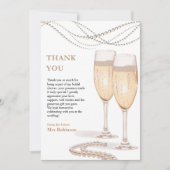 エレガントなゴールドパール&プロセッコのブライズシャワー サンキューカード (正面)