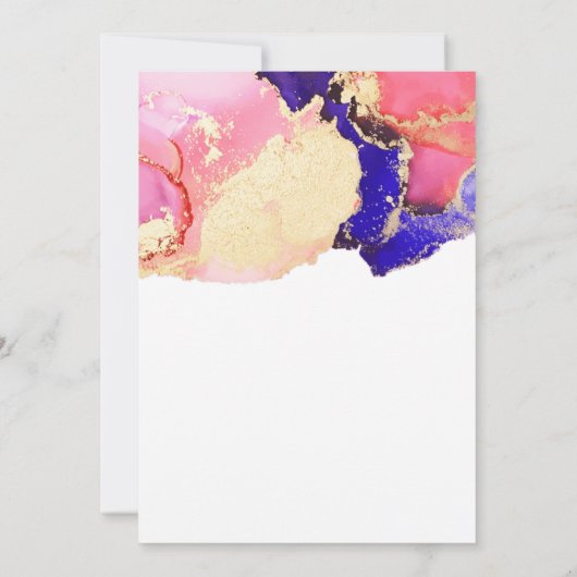 エレガントなゴールドピンクとパープルのインクウォッシュウェディング 招待状 (裏面)