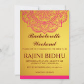 エレガントなゴールドピンクパイスリー独身最後の週末招待状 招待状 (正面)