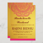 エレガントなゴールドピンクパイスリー独身最後の週末招待状 招待状 (正面/裏面)