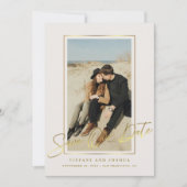 エレガントなゴールドフレームのウェディングフォト セーブザデート (正面)