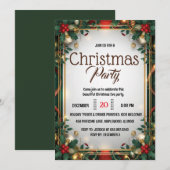 エレガントなゴールドフレームのクリスマスパーティー招待状 招待状 (正面/裏面)