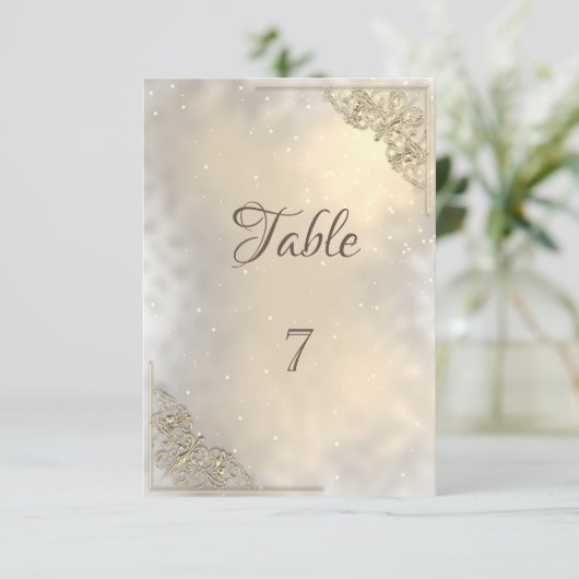 エレガントなゴールドフレームのテーブルカード 招待状 (スタンド正面)