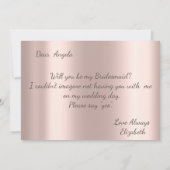 エレガントなゴールドフレームのローズゴールドの花嫁の友人へのカード 招待状 (裏面)