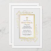 エレガントなゴールドフレームの宗教的招待状 招待状 (正面/裏面)