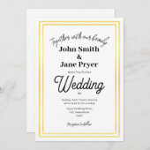 エレガントなゴールドフレームの結婚式招待状 招待状 (正面/裏面)