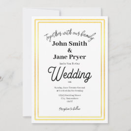 エレガントなゴールドフレームの結婚式招待状 招待状