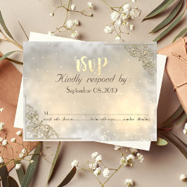 エレガントなゴールドフレームの返信カード 招待状