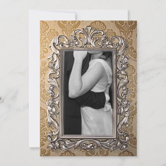 エレガントなゴールドフレーム写真ウェディング招待状 招待状 (正面)