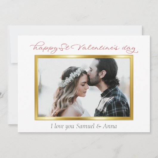 エレガントなゴールドフレーム バレンタイン | あなたの写真 シーズンカード (正面)