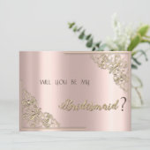 エレガントなゴールドフレーム ローズゴールドのウェディングパーティーカード 招待状 (スタンド正面)