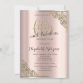 エレガントなゴールドフレーム ローズゴールド 50歳の誕生日パーティー 招待状 (正面)