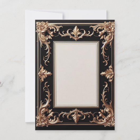 エレガントなゴールドフレーム 招待状 (正面)