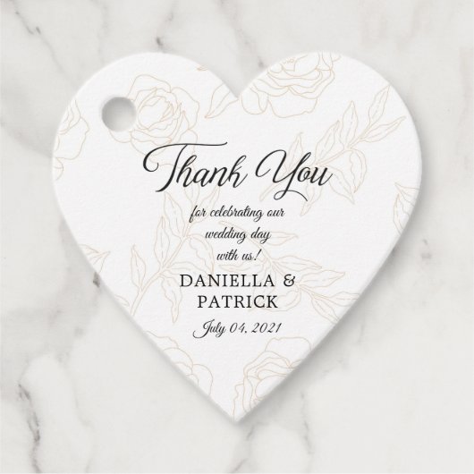 エレガントなゴールドフローラルウェディングありがとう好意タグ フェイバータグ (正面)