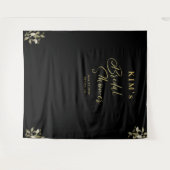 エレガントなゴールドブラックのブライダルシャワー写真用背景 タペストリー (正面(横))