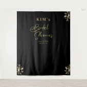 エレガントなゴールドブラックのブライダルシャワー写真用背景 タペストリー (正面)