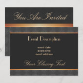 エレガントなゴールドブラックの招待状カード 招待状 (正面/裏面)