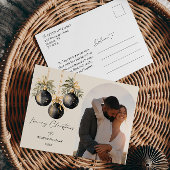 エレガントなゴールドブラックオーナメントアーチ写真ホリデー シーズンポストカード