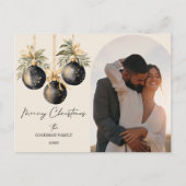 エレガントなゴールドブラックオーナメントアーチ写真ホリデー シーズンポストカード (正面)