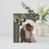 エレガントなゴールドブラックオーナメントアーチ写真ホリデー シーズンポストカード (スタンド正面)