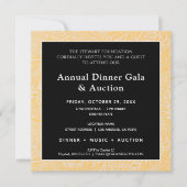 エレガントなゴールドブラック企業ディナー 招待状 (正面)