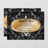 エレガントなゴールドブラック正式なダマスクウェディングありがとう ポストカード (正面/裏面)