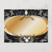 エレガントなゴールドブラック正式なダマスクウェディングありがとう ポストカード (裏面)