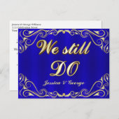 エレガントなゴールドブルーアニバーサリー招待状ポストカード 案内ポストカード (正面/裏面)