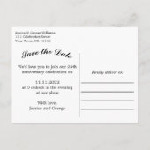 エレガントなゴールドブルーアニバーサリー招待状ポストカード 案内ポストカード (裏面)