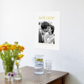 エレガントなゴールドホイルの白い写真 ウェディングウェルカムサイン 箔ポスター (レイダウン (キッチン))