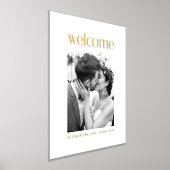 エレガントなゴールドホイルの白い写真 ウェディングウェルカムサイン 箔ポスター (レイダウン)