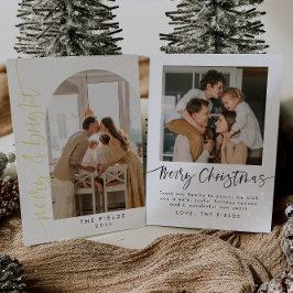 エレガントなゴールドホイル アーチ写真 ホリデーカード 箔シーズンカード