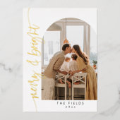 エレガントなゴールドホイル アーチ写真 ホリデーカード 箔シーズンカード (正面)