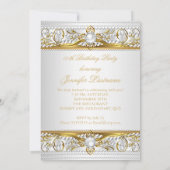 エレガントなゴールドホワイトシルバーパールシルク 誕生日3 招待状 (裏面)