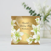 エレガントなゴールドホワイトフラワーバースデーパーティー 招待状 (スタンド正面)