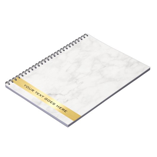 エレガントなゴールドホワイト大理石クラシックテンプレートスパイラル ノートブック (左側)