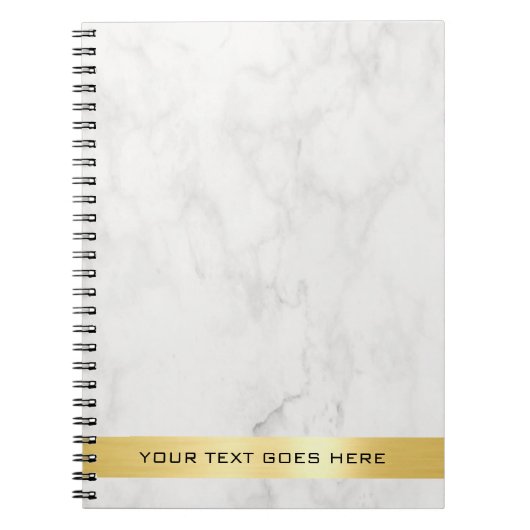 エレガントなゴールドホワイト大理石クラシックテンプレートスパイラル ノートブック (正面)