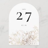 エレガントなゴールドボタニカルウェディングアーチテーブルナンバー 招待状 (裏面)