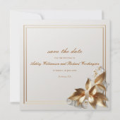 エレガントなゴールドボタニカルウェディング・セーブ・ザ・デート セーブザデート (裏面)