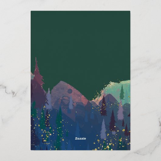 エレガントなゴールドマウンテンウェディング招待状 箔招待状 (裏面)