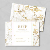 エレガントなゴールドマーブル結婚式出欠確認カード 出欠カード
