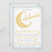 エレガントなゴールドムーンのお祝い 招待状 (正面/裏面)