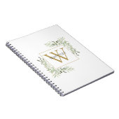 エレガントなゴールドモノグラムのグリーン ノートブック (右側)