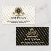 エレガントなゴールドモノグラムのファッションビジネスカード 名刺 (正面/裏面)