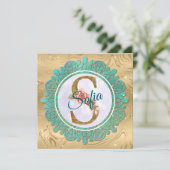 エレガントなゴールドモノグラムイニシャルレターズウィズマンダラ 招待状 (スタンド正面)