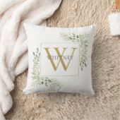 エレガントなゴールドモノグラムグリーン クッション (ブランケット)